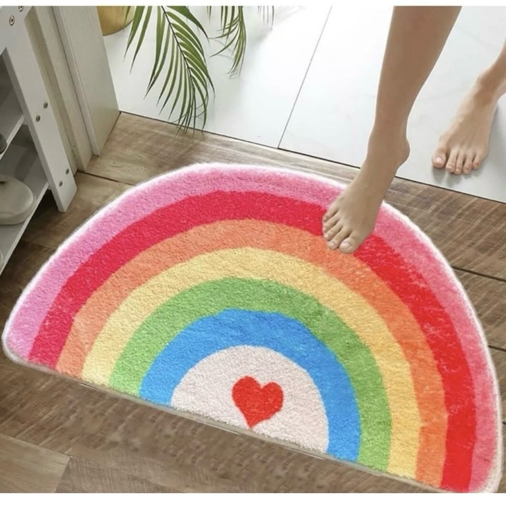 Cute Rainbow Bathroom Rugs Non-Slip Washable
Absorbent Plush Microfiber
